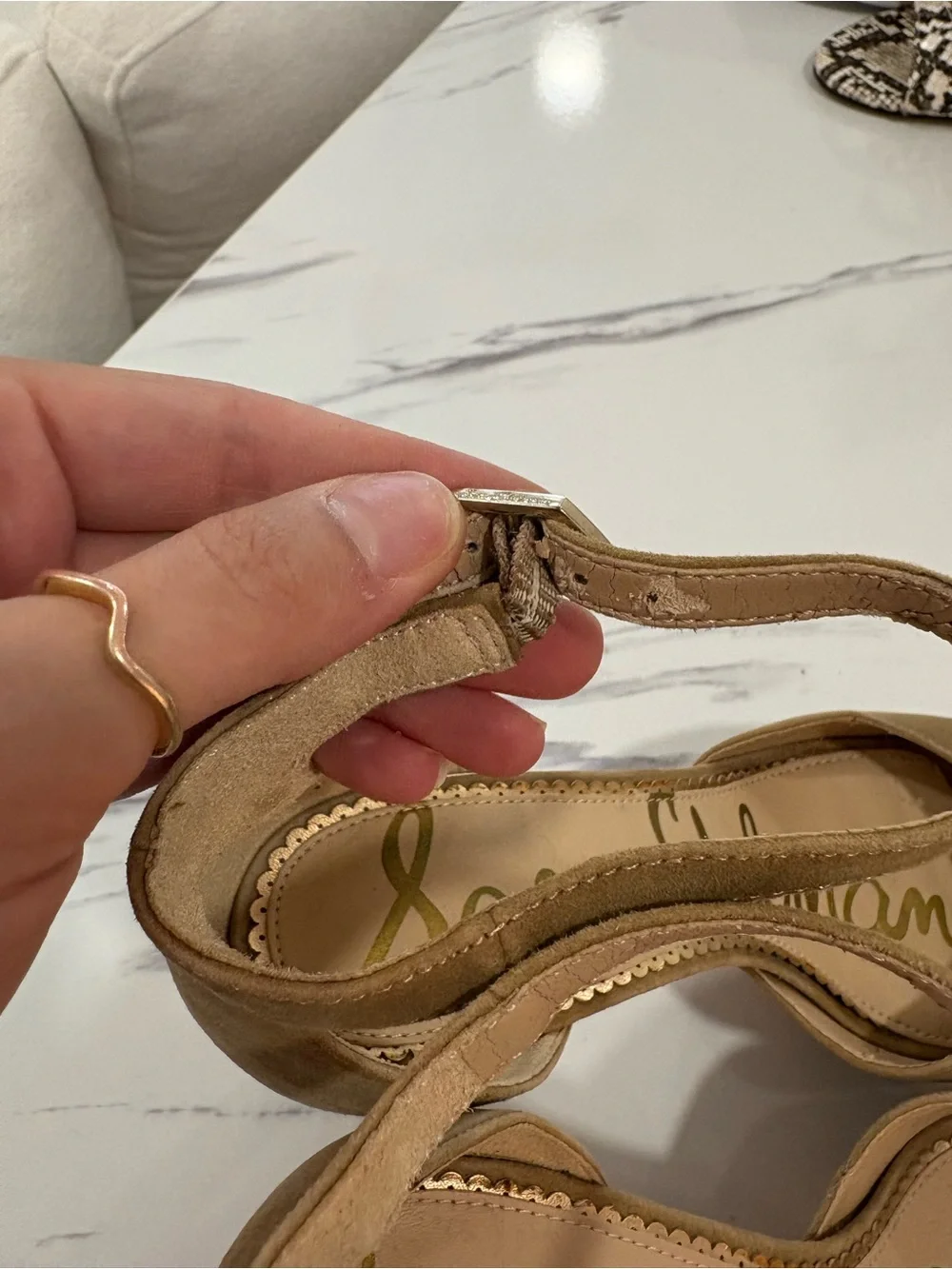 Sam Edelman Taupe Suede Platform Sandal